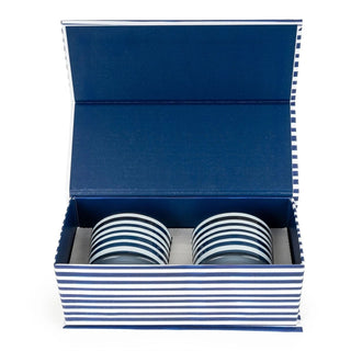 Jeff Banks Set of 2 Candles | Blue and White Striped Nautical Candle Gift Set