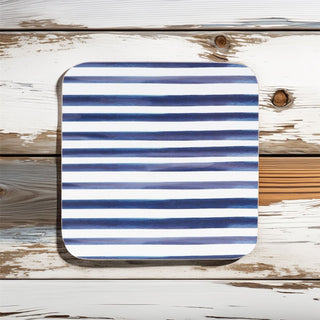 Jeff Banks Set of 4 Coasters | Blue and White Stripe Nautical Drinks Coasters