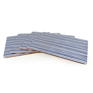 Jeff Banks Set of 4 Placemats | 29x21cm Cork Backed Blue Stripe Table Mats