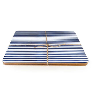 Jeff Banks Set of 4 Placemats | 29x21cm Cork Backed Blue Stripe Table Mats