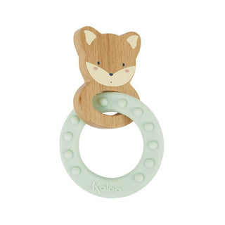 Kaloo My Fox Silicone Teething Ring Green | Gentle Gum Soother Chew Toy for Baby