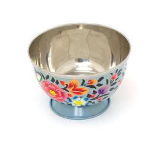 Ketaki Hand Painted Blue Enamelware Dipping Bowl | Round Snack Bowl Dip Bowl Olive Bowl | Stainless Steel Mini Bowl Pinch Bowl