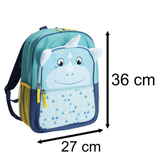 Kids Dinosaur Backpack | Boys Blue School Bag with Multiple Compartments - 12L