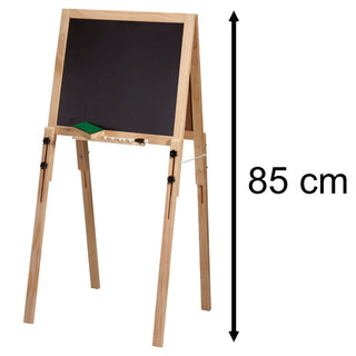 Kids Double Sided Chalkboard Easel, Adjustable Wooden Blackboard and Whiteboard
