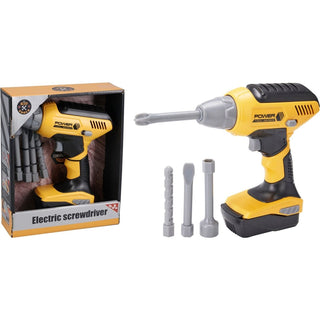 Kids Toy Screwdriver Set with Light | Kids Battery - Powered Drill 4 Attachments