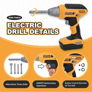 Kids Toy Screwdriver Set with Light | Kids Battery - Powered Drill 4 Attachments