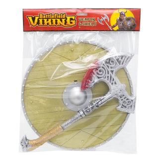 Kids Viking Shield And Weapon Set | Medieval Warrior Fancy Dress Costume | Children's Viking Accessories - Axe