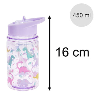 Kids Water Bottle | Children's Drinks Bottle with Straw & Handle 450ml - Dinosaurs