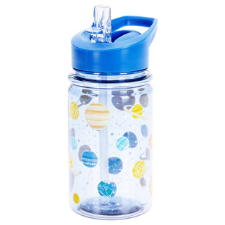 Kids Water Bottle | Children's Drinks Bottle with Straw & Handle 450ml - Planets