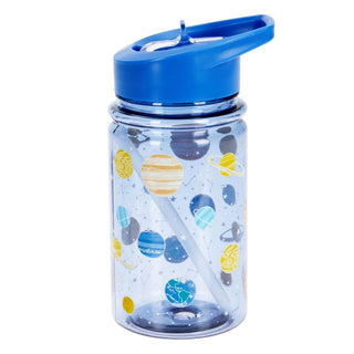 Kids Water Bottle | Children's Drinks Bottle with Straw & Handle 450ml - Planets