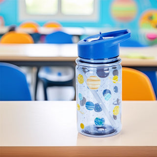 Kids Water Bottle | Children's Drinks Bottle with Straw & Handle 450ml - Planets