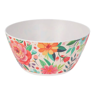 Large Floral Salad Bowl | Plastic Serving Dish for Garden & Picnic - 25x12cm