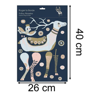 Large Folksy Reindeer Pop & Slot Decoration | Colourful 3D Christmas Reindeer