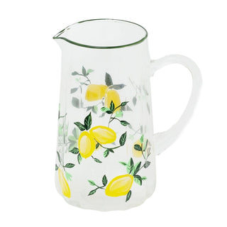 Large Glass Water Jug, 2 Litre Kitchen Jug lemon Orchard Drinks Serving Pitcher
