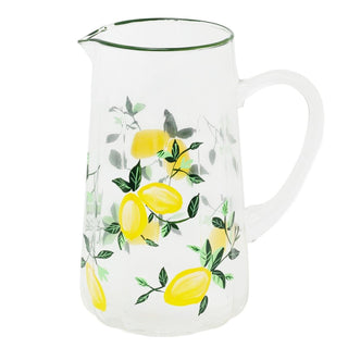 Large Glass Water Jug, 2 Litre Kitchen Jug lemon Orchard Drinks Serving Pitcher