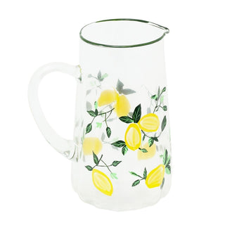 Large Glass Water Jug, 2 Litre Kitchen Jug lemon Orchard Drinks Serving Pitcher