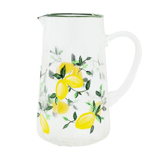 Large Glass Water Jug, 2 Litre Kitchen Jug lemon Orchard Drinks Serving Pitcher
