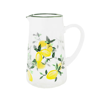 Large Glass Water Jug, 2 Litre Kitchen Jug lemon Orchard Drinks Serving Pitcher