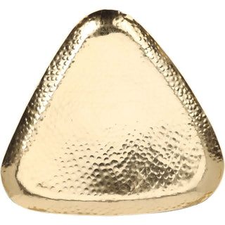 Large Gold Triangular Trinket Tray 23cm Jewellery Dish, Metal Candle Plate