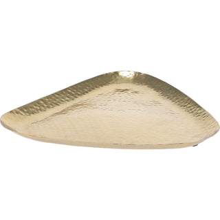 Large Gold Triangular Trinket Tray 23cm Jewellery Dish, Metal Candle Plate