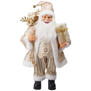 Large LED Gold Santa Claus | Light - up Christmas Standing Santa Figurine - 60cm
