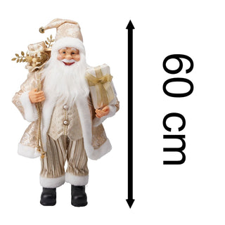Large LED Gold Santa Claus | Light - up Christmas Standing Santa Figurine - 60cm
