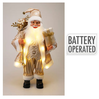Large LED Gold Santa Claus | Light - up Christmas Standing Santa Figurine - 60cm