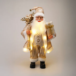 Large LED Gold Santa Claus | Light - up Christmas Standing Santa Figurine - 60cm