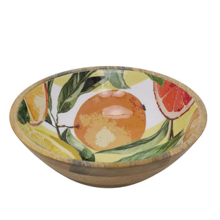Large Mango Wood Citrus Serving Bowl | Wooden Fruit, Salad and Kitchen Bowl