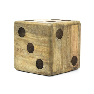Large Mango Wood Dice Stool | Rustic Doorstop Decorative Wooden Dice Cube - 30cm