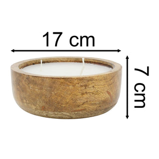 Large Mango Wood Scented Candle, 17cm Rustic Wooden Candle Holder & Candle