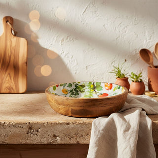 Large Mango Wood Tomato Serving Bowl, 30cm Kitchen Wooden Salad and Fruit Bowl