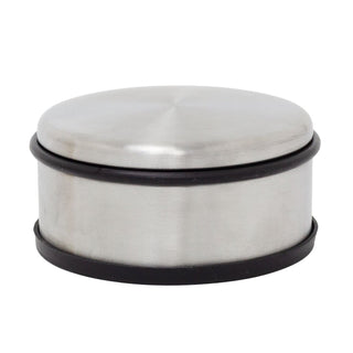 Large Stainless Steel Door Stop, 1kg Round Metal Rubber Base Doorstop 11x5cm