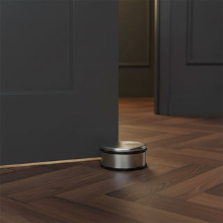 Large Stainless Steel Door Stop, 1kg Round Metal Rubber Base Doorstop 11x5cm