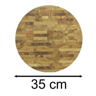 Large Teak Chopping Board | 35cm Round Wooden Teak End Grain Cutting Board