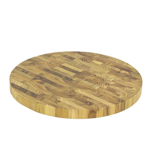 Large Teak Chopping Board | 35cm Round Wooden Teak End Grain Cutting Board