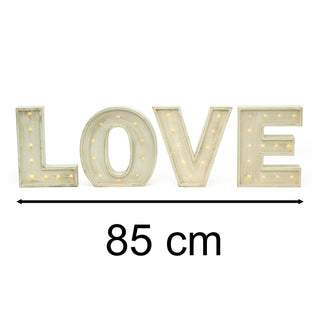 Large Vintage Style 24cm Carnival Led Light Up Marquee Letters - Love - Cream