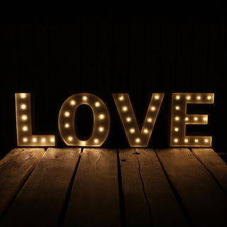 Large Vintage Style 24cm Carnival Led Light Up Marquee Letters - Love - Cream