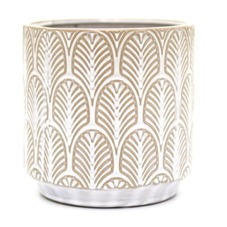 Leaf Design Ceramic Plant Pot Holder | Decorative Cachepot Planter | Retro Cream Indoor house plant Planter