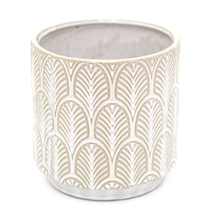Leaf Design Ceramic Plant Pot Holder | Decorative Cachepot Planter | Retro Cream Indoor house plant Planter