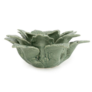Leaf Tealight Candle Holder, 7x16cm Green Ceramic Decorative Tea Light Ornament