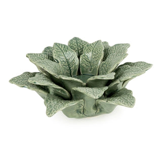 Leaf Tealight Candle Holder, 7x16cm Green Ceramic Decorative Tea Light Ornament