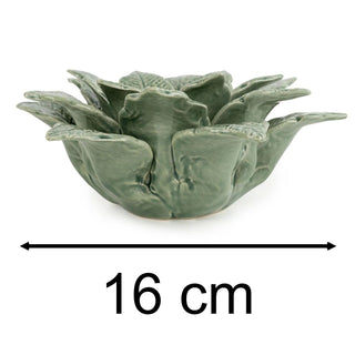 Leaf Tealight Candle Holder, 7x16cm Green Ceramic Decorative Tea Light Ornament