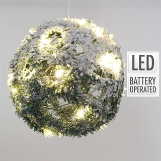 LED Artificial Christmas Tree Light Up Xmas Ball | Round Snow Topped Light Up Ball | LED Christmas Decorations
