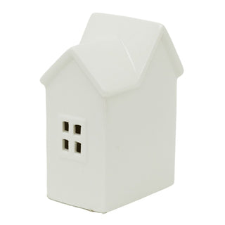 LED Ceramic House, 13.5cm Light - up Spring Flower White House Shelf Ornament