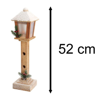 LED Christmas Lamp Post | Rustic Wooden Snow - topped Festive Street Light