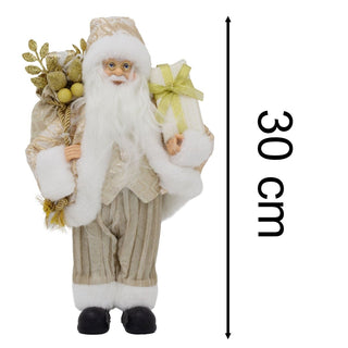 LED Gold Santa Claus | Light - up Christmas Standing Santa Figurine - 30cm