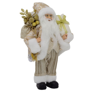 LED Gold Santa Claus | Light - up Christmas Standing Santa Figurine - 30cm