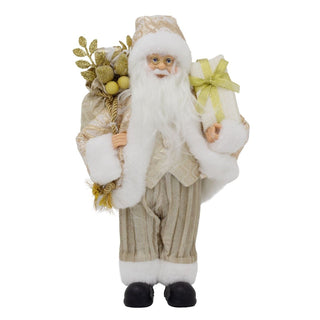LED Gold Santa Claus | Light - up Christmas Standing Santa Figurine - 30cm