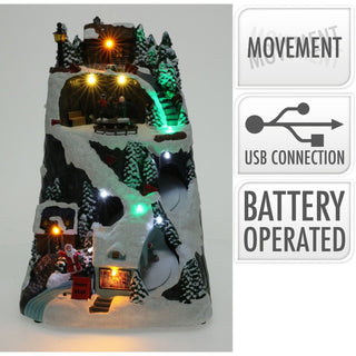 LED Ski Slope | Illuminated LED Christmas Ornament with Movement - 30cm